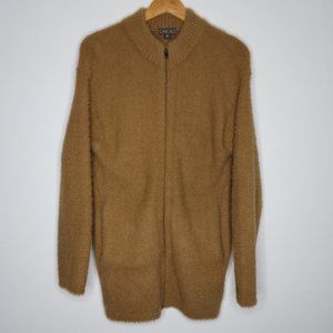 J Crew Point Sur Heavyweight Camel Fuzzy Cardigan Sweater Full Zip Jacket XS